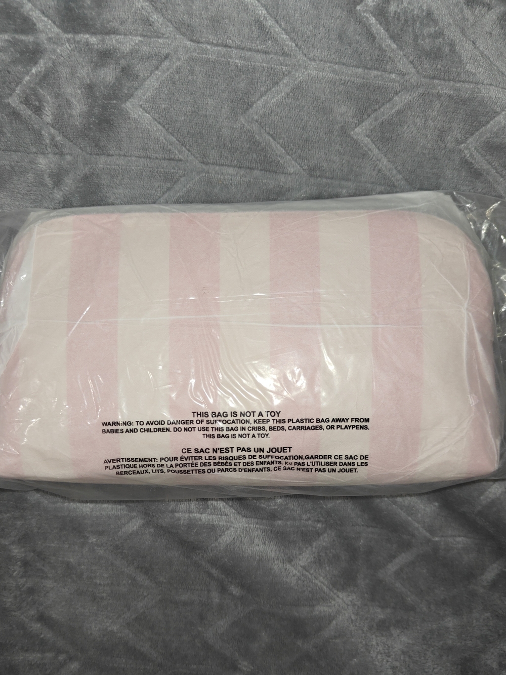 Victoria's Secret Iconic Pink and White Striped Makeup Bag